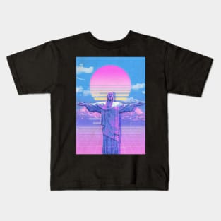 jesus statue vaporwave Kids T-Shirt